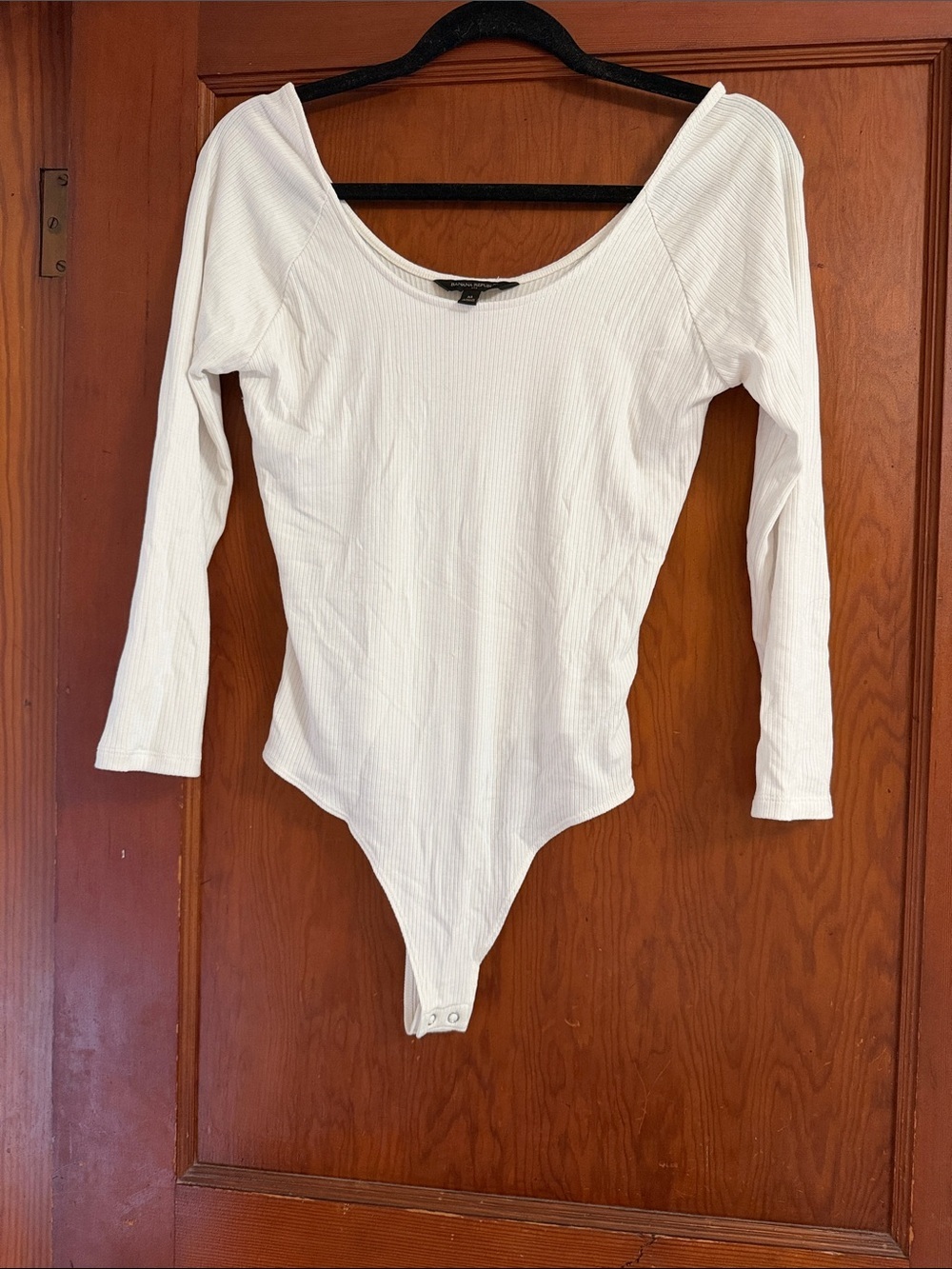 Banana Republic White Ribbed Scoop Neck Bodysuit